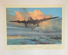 World War II 32x24 print titled Strike and Return limited edition 76/250 signed in pencil by the