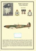 WW2 BOB pilot. Flight Lieutenant Trevor Gray Ae. Small signature piece. Set on superb descriptive