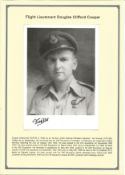 WW2 BOB pilot. Flight Lieutenant Douglas Clifford Cooper. Signed 7 x 5 b w photo plus biography