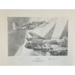 World War II 16X20 print titled Night Attack limited edition 76/250 signed in pencil by the artist