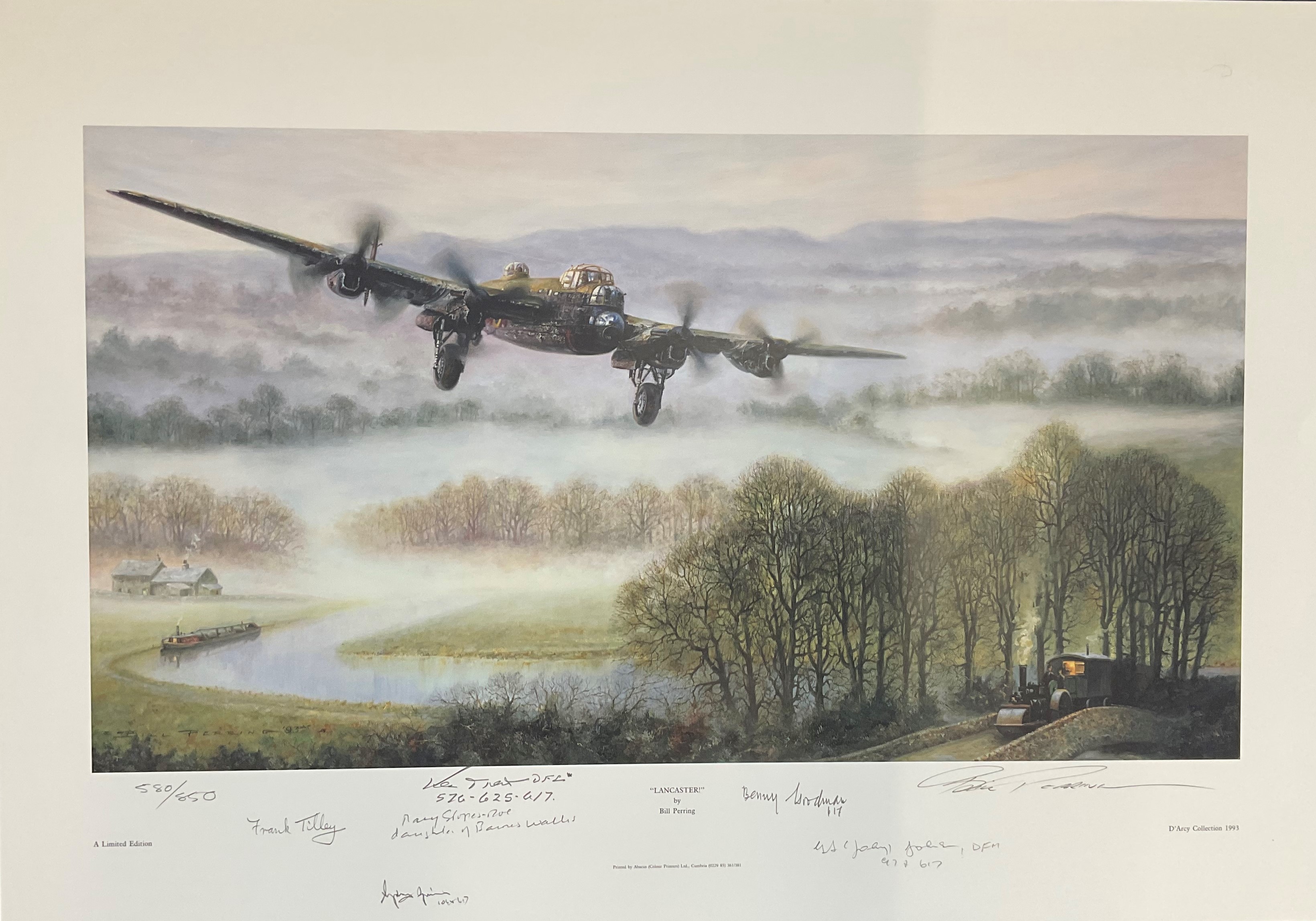 World War II 18X25 print titled "Lancaster" limited edition 580/850 signed in pencil by the artist