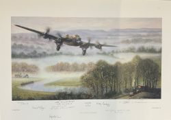 World War II 18X25 print titled "Lancaster" limited edition 580/850 signed in pencil by the artist