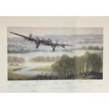 World War II 18X25 print titled "Lancaster" limited edition 580/850 signed in pencil by the artist