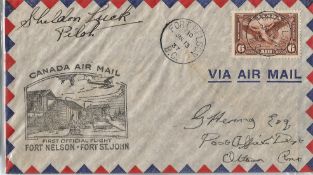 Sheldon Luck signed Air Mail Envelope Canada Air Mail First Official Flight Fort Nelson - Fort St.