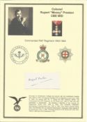 Colonel Rupert "Mossy" Preston CBE MiD signed piece. He served with the Coldstream Guards and became