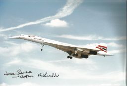Concorde pilot Captains Jeremy Rendell and Nick Kimble signed 12 x 8 inch colour photo of Concorde