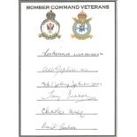 WW2 617 sqn Bomber veterans signed Bomber Command veterans bookplate. Signed by Dambusters Les