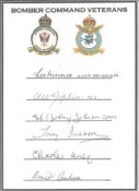 WW2 617 sqn Bomber veterans signed Bomber Command veterans bookplate. Signed by Dambusters Les