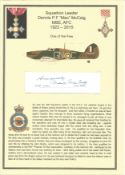 WW2 BOB pilot. Squadron Leader Dennis P F Mac McCaig MBE AFC. Small signature piece. Set on superb