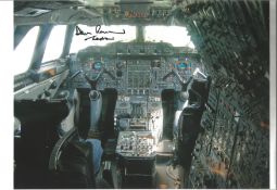 Concorde pilot Captain Dave Rowland signed 12 x 8 inch colour photo of Concorde cockpit image.