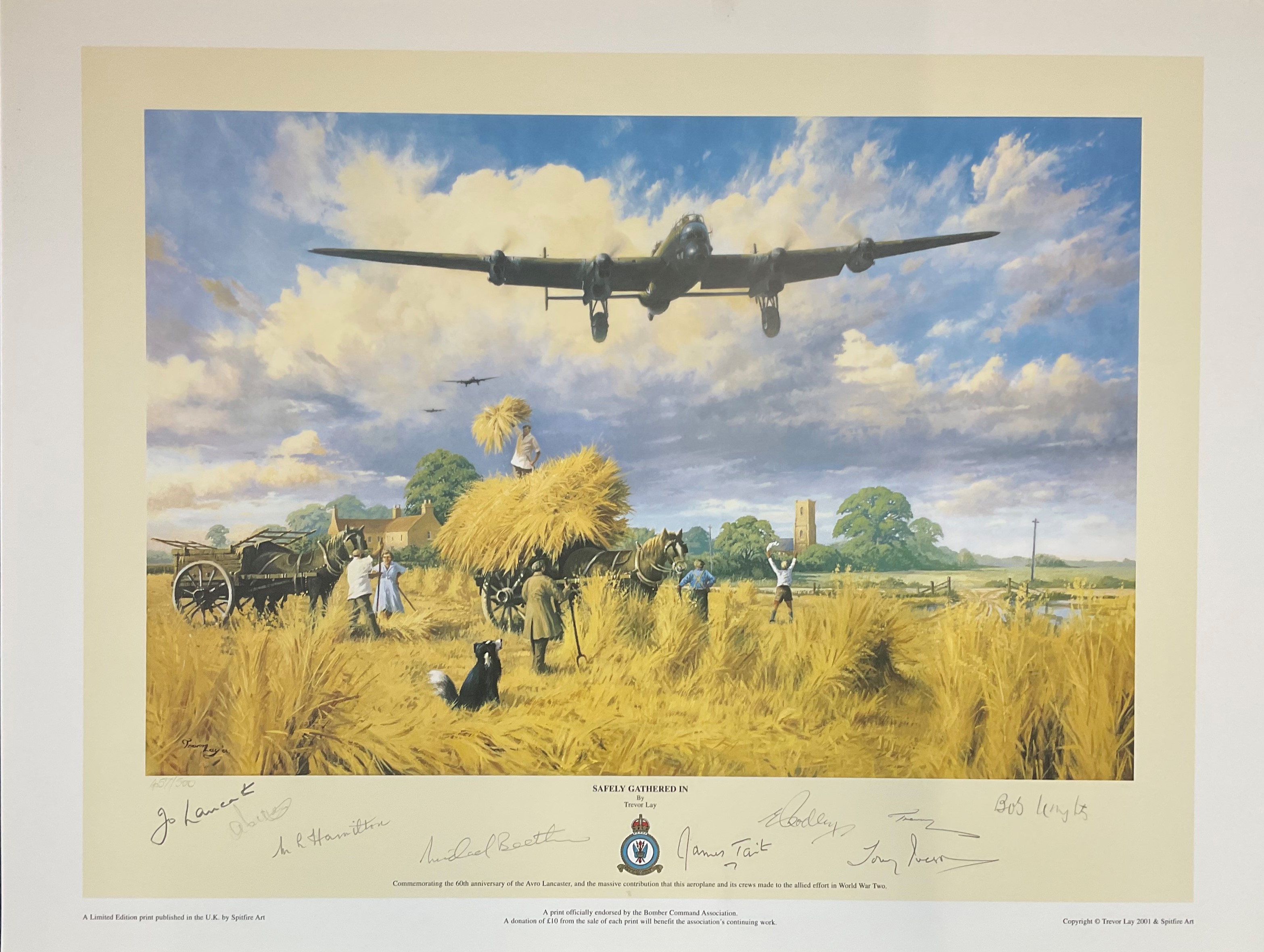 World War II 19X24 print titled Safely Gathered In limited edition 457/500 signed in pencil by the