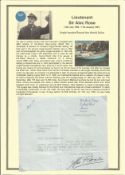 ROW sailer Sir Alec Rose signed handwritten letter regarding his signature on an FDC. Apart from