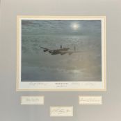 World War II 17x17 matted print titled Moonlit Lancaster limited edition 5/75 signed in pencil by