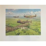 World War II print 30x23 Per Ardua and Astra limited edition 140/495 signed by the artist John Young