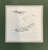 World War II 20x19 matted print titled Safely Home limited edition signed by 13 Bomber command