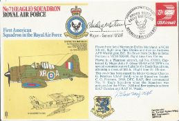 WW2 fighter ace Mjr Chesley Petersen signed 71 Eagle Sqn RAF flown cover. Good condition. All