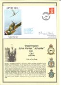 Group Captain John Hamar "Johnnie" Hill CBE MiD 222 Fighter Sqdn signed 1989 Spitfire RAF WW2 FDC.