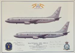 USAF Aviation 12x17 print VP-10 Red Lancers Exercise Joint Warrior signed by four US Navy crew