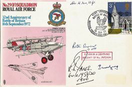 Peter Ayerst, R. L. Jones with two other signed FDC No29F Squadron RAF 32nd Anniversary of Battle of