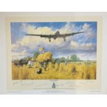 World War II 25x19 multi signed print titled Safely Gathered in by the artist Trevor Lay signed by 8