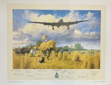 World War II 19X24 print titled Safely Gathered In limited edition signed in pencil by the artist