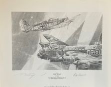 World War II 20X16 print titled Night Attack limited edition 49/50 signed in pencil by the artist