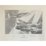 World War II 20X16 print titled Night Attack limited edition 49/50 signed in pencil by the artist