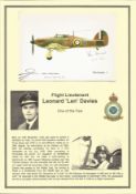 WW2 BOB pilot. Flight Lieutenant Leonard Len Davies. Signed Battle of Britain Museum Hurricane 1