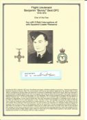 Flight Lieutenant Benjamin "Benny" Bent DFC signature piece. WW2 RAF Battle of Britain pilot. Set