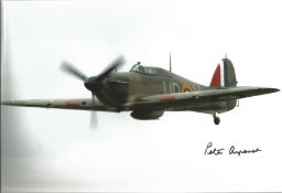 WW2 Battle of Britain fighter ace Peter Ayerst signed 12 x 8 inch colour photo of a Spitfire in