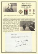 Major General Chandos Blair KCVO OBE MC* signed typed letter requesting his signature on a