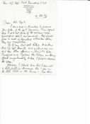 Group Captain Patrick H R Saunders CBE signed hand written ALS dated 4th February 1973, in
