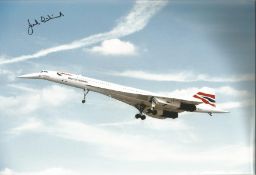 Concorde John Lidiard 1st Commercial flight crew signed 12 x 8 inch colour photo of Concorde in