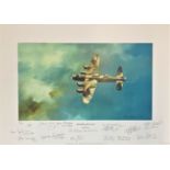 World War II 12x18 print titled Crossing the Coast limited edition 149/200 signed by 14 Bomber
