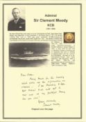Admiral Sir Clement Moody KCB signed handwritten letter dated 18th Feb 1927 on board HMS Excellent