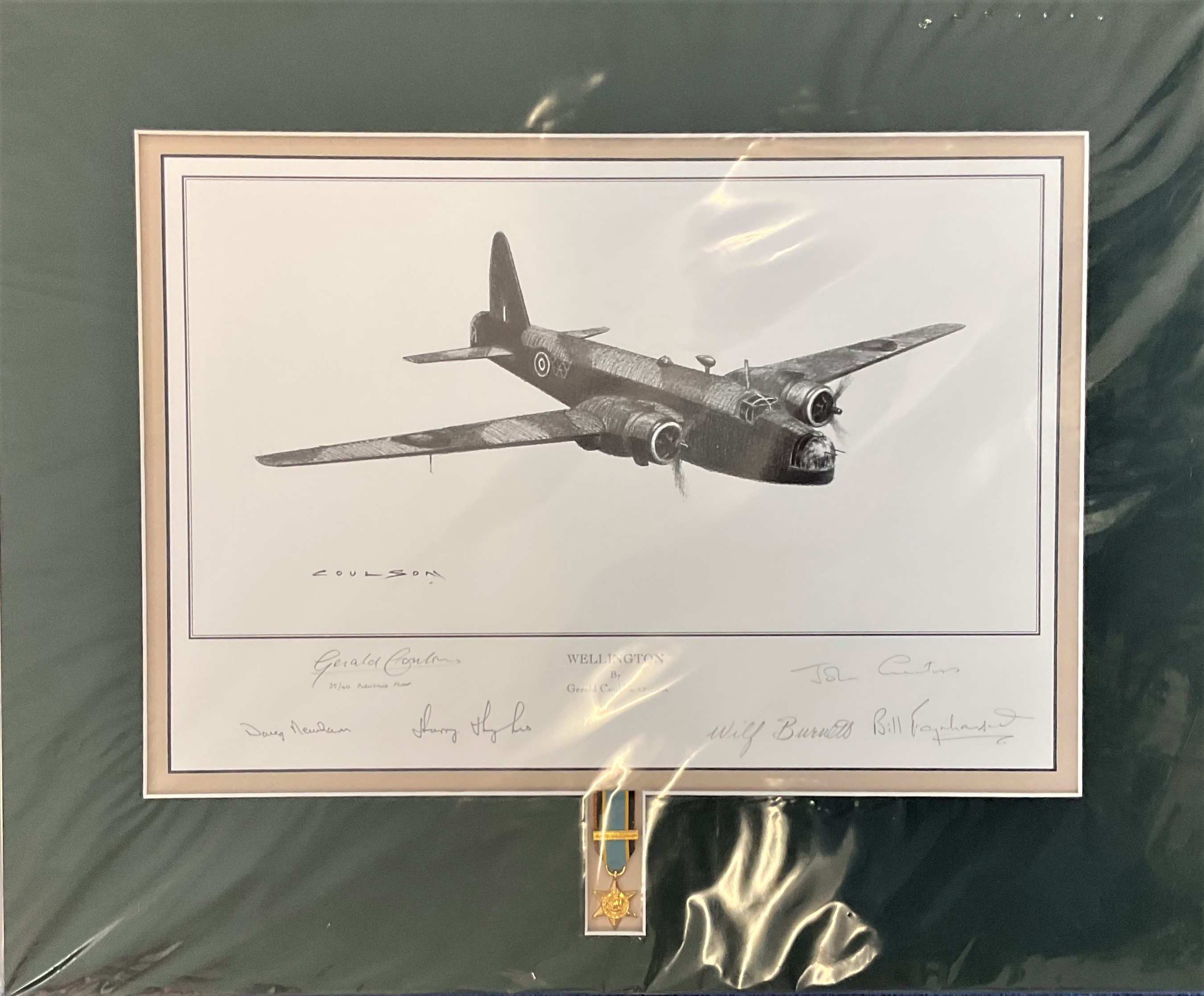 World War II 20x17 matted print titled Wellington Publishers Proof 35/40 signed in pencil by the