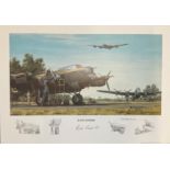 World War II 16x12 print titled Lancasters signed in pencil by the artist Keith Woodcock and