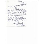 Wing Commander James Donald Wakefield Willis AFC Queens Commendation signed ALS in response to Mr