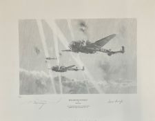 World War II 16X20 print titled Two Minutes to Target limited edition 30/65 signed in pencil by