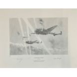 World War II 16X20 print titled Two Minutes to Target limited edition 30/65 signed in pencil by