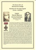 Lieutenant Colonel Harold Marcus Ervine Andrews VC signed on a page with a black and white photo