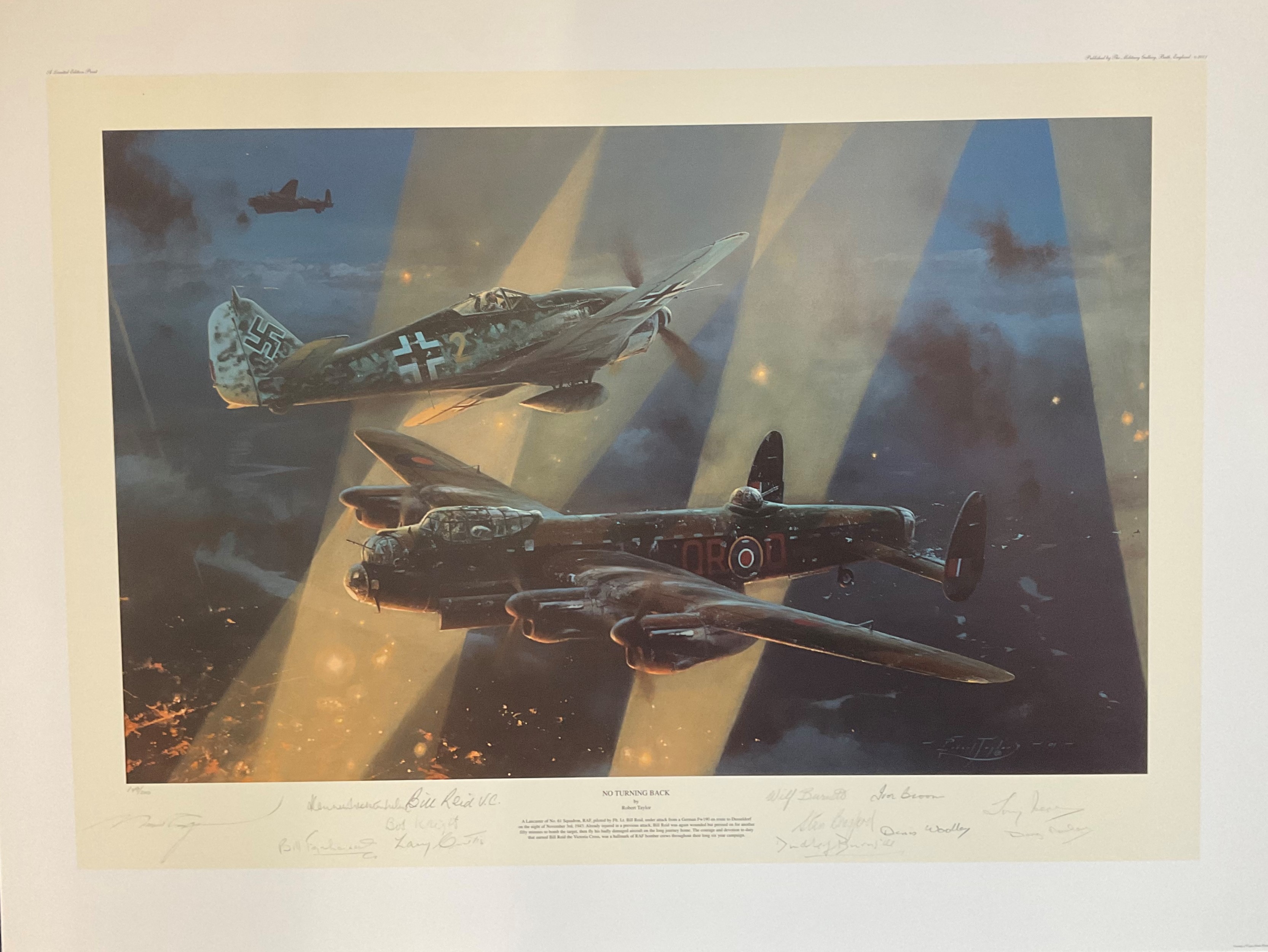 World War II 31x24 print titled No Turning Back limited edition 149/250 signed in pencil by the