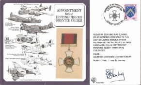 Falklands War Lt Cdr I Stanley DSO RN signed Distinguished Service Order DM Medal cover. Good