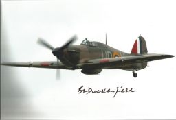 WW2 Battle of Britain fighter ace B Dukenfield signed 12 x 8 inch colour photo of a Spitfire in