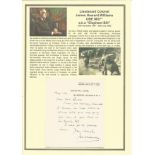 Lieutenant Colonel James Howard Williams OBE MiD** signed handwritten letter. He was a British