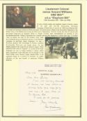 Lieutenant Colonel James Howard Williams OBE MiD** signed handwritten letter. He was a British
