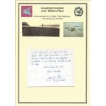 Lieutenant Colonel John William Place signed handwritten note regarding his signature on a cover.