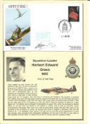 Squadron Leader Herbert Edward Green MBE 141(F) Sqdn Battle of Britain 1940 signed 1989 Spitfire RAF