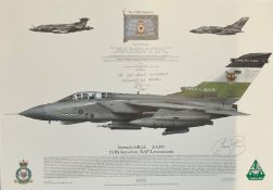 RAF print 17x12 Tornado GR4A ZA395 12(B) Squadron RAF Lossiemouth print signed by 2 RAF squadron