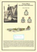 WW2 BOB pilot. Flying Officer Kenneth Astill Wilkinson. Small signature piece. Set on superb